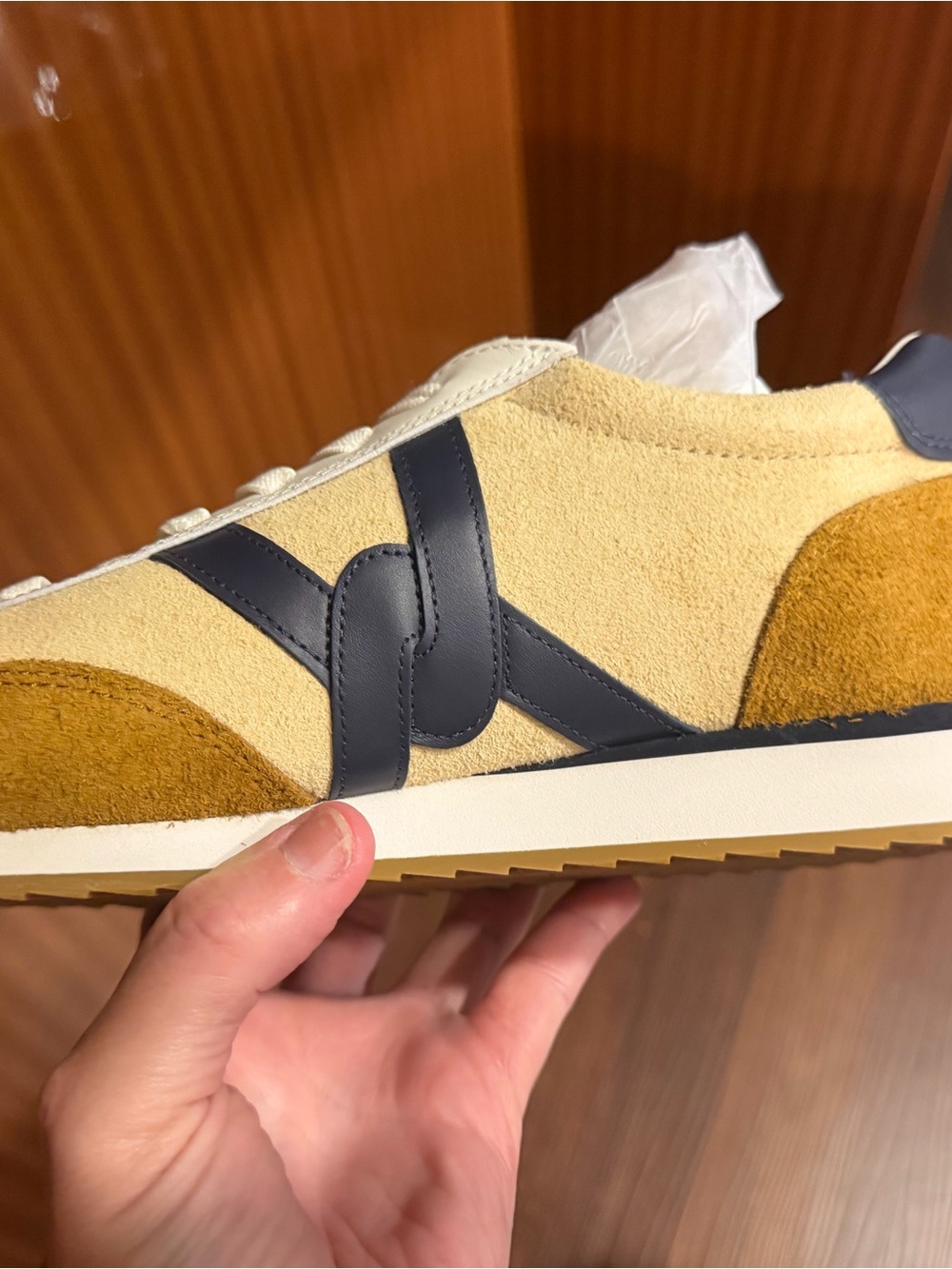 Veronica Beard Penrose Sneakers 9.5 NEW Sand Hazel Navy Suede Retro Trainer NIB - Picture 4 of 7